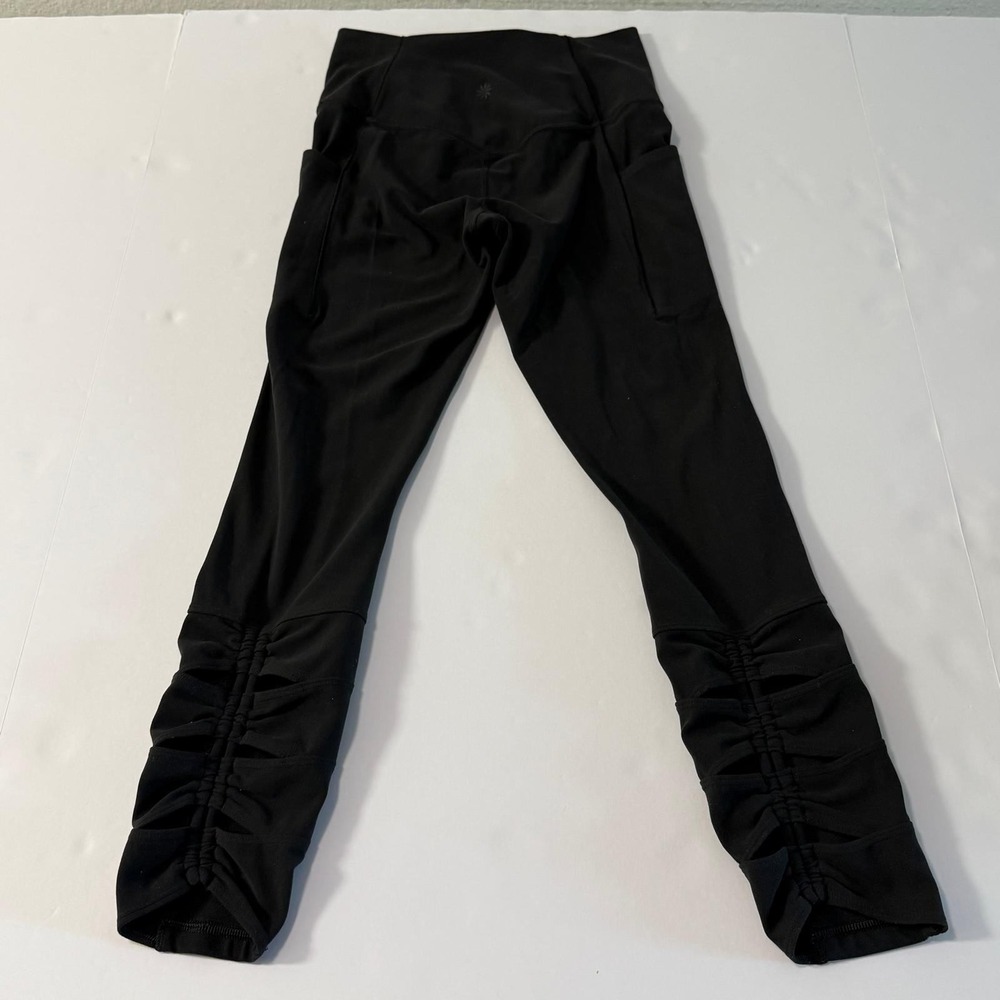 Athleta Salutation Stash Pocket II Cinch 7/8 Leggings Black XS High Rise Yoga